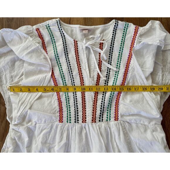 Knox Rose Women’s Dress XL White Multi Color Embroidered Boho Casual Pockets EUC - Picture 5 of 12